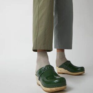 No. 6 green patent clogs - like new